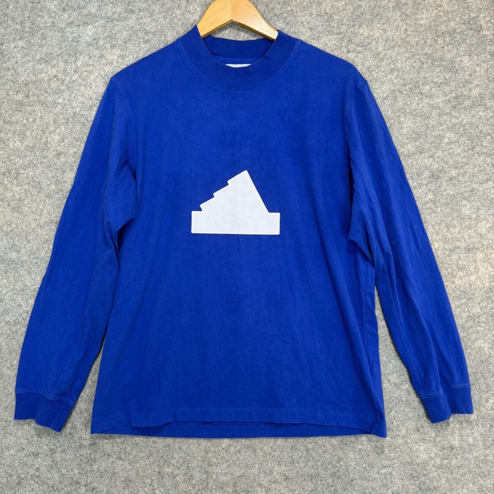 Adidas Long Sleeve Logo Tee Shirt Mens Medium Dark Navy‎ Blue